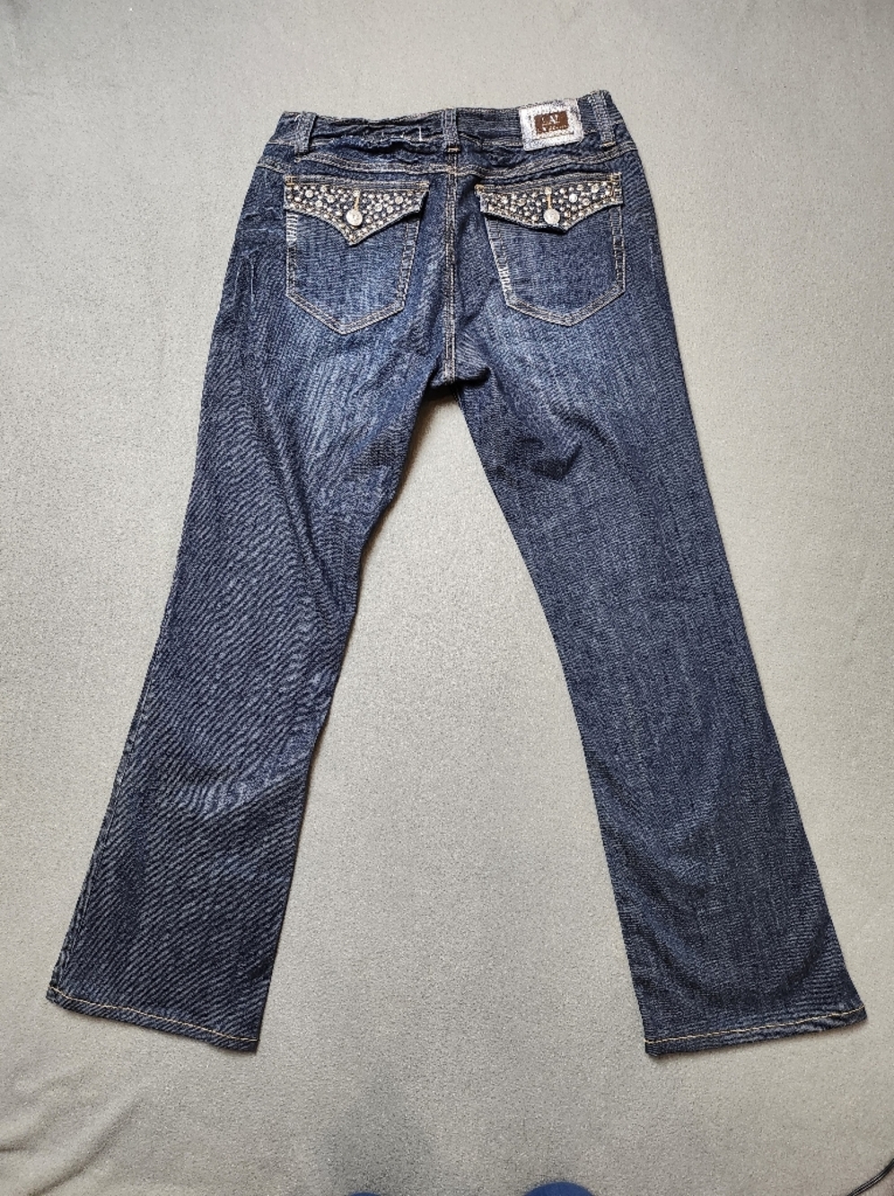 LA Idol Bootcut dark wash jeans Bling Y2K Sz 9 Rhinestones